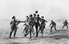 Armistice Day football match at Dale Barracks between german soldiers and Royal Welsh fusiliers to remember the famous Christmas Day truce between germany and Britain    PCH