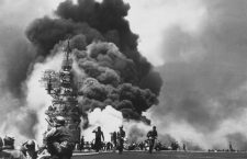 USS BUNKER HILL hit by two Kamikazes in 30 seconds on 11 May 1945 off Kyushu.  Dead - 372.  Wounded - 264.  (Navy)
NARA FILE #:  080-G-323712
WAR & CONFLICT BOOK #:  980