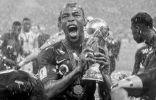 Djibril Sidibe of France celebrates with the trophy after winning the 2018 FIFA World Cup Russia, final football match between France and Croatia on July 15, 2018 at Luzhniki Stadium in Moscow, Russia - Photo Thiago Bernardes / FramePhoto / DPPI