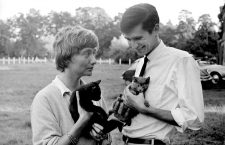 Françoise Sagan, French writer, with Anthony Perkins, American actor, August 1960.
