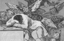 Detalle de «El sueño de la razón produce monstruos», grabado n.º 43 de los Caprichos de Goya.