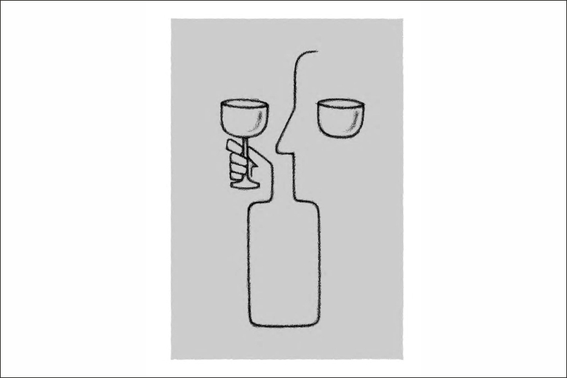 Hombre con copa de vino, de Alberto Gamón libertino moderado